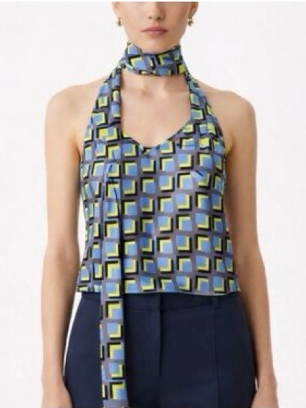 Wildfang The Empower Satin Cami Adjustable Straps Geo Print Sz S